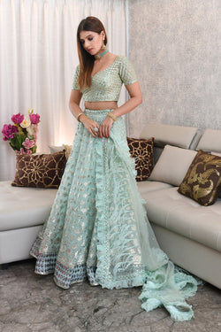 "Amelie" Shades Of Pink Foil Lehenga Set