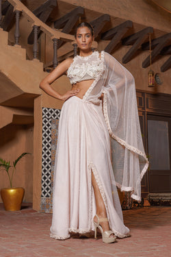 Mesh Reja Drape Saree With Bodice