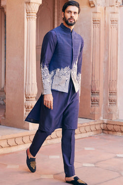 Abstract City Design Embroidered Bundi Set 