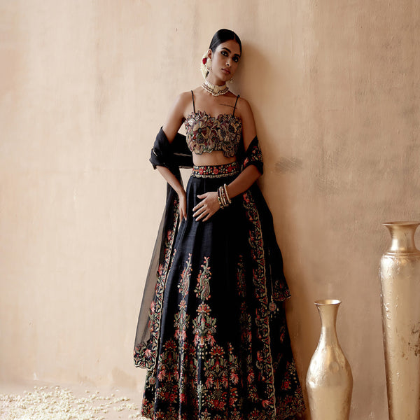 Black Velvet Lehenga: Bridal Reception Outfit – B Anu Designs
