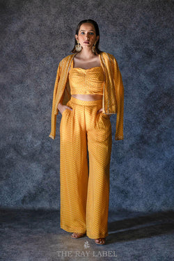 Mustard Yellow Bandhani Pants Set