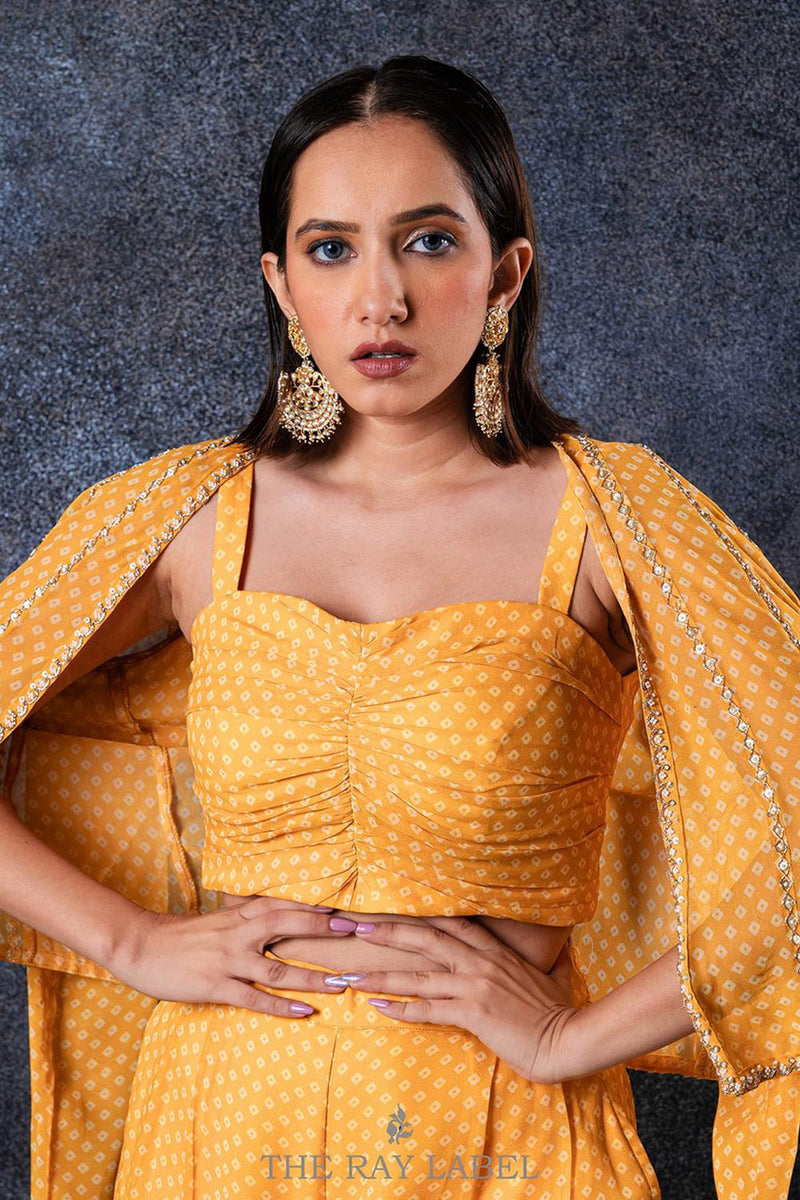 Mustard Yellow Bandhani Pants Set