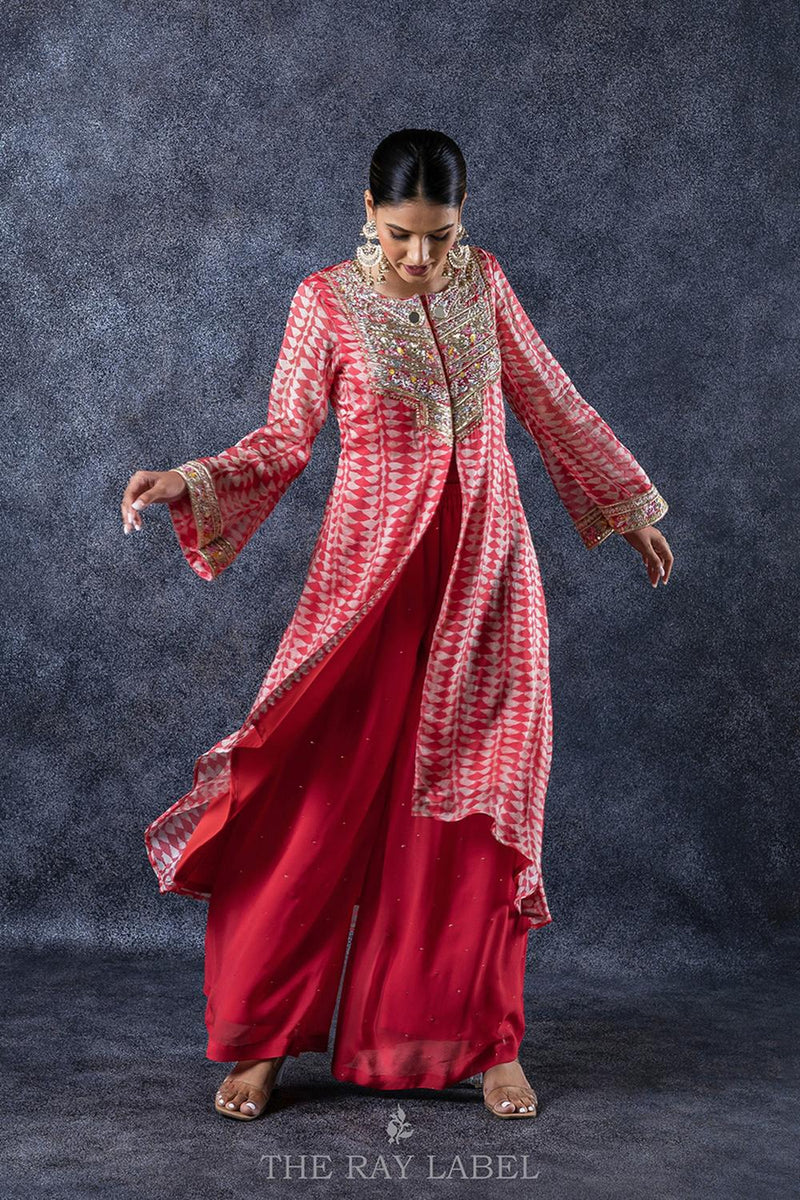 Crimson Red Jacket Kurta Set