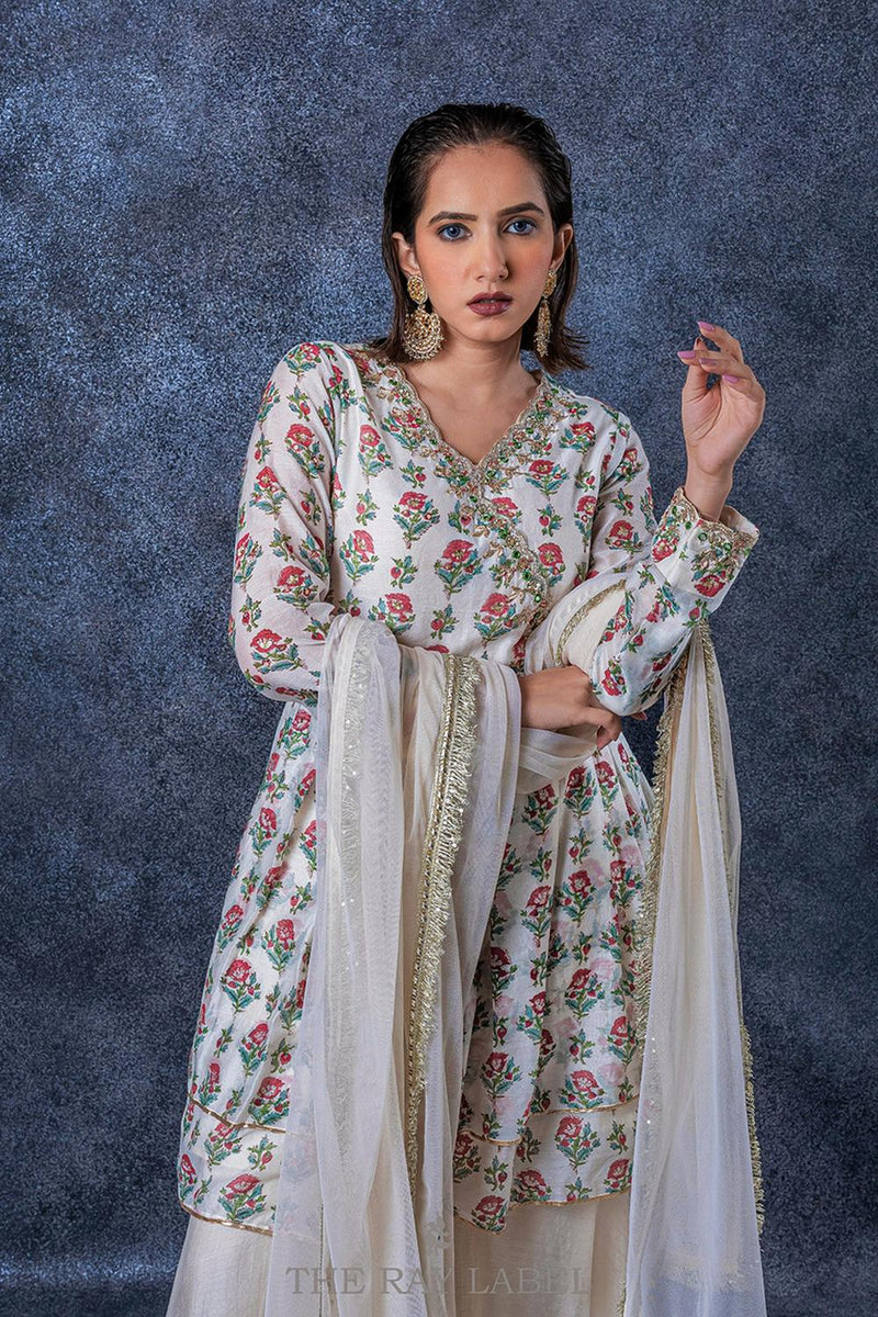 Offwhite Block Printed Sharara Set