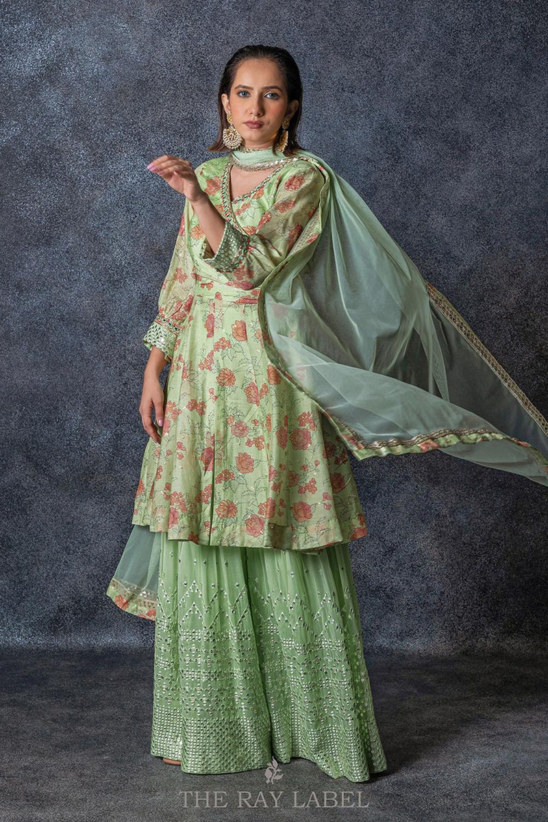 Mint Green Sharara Set