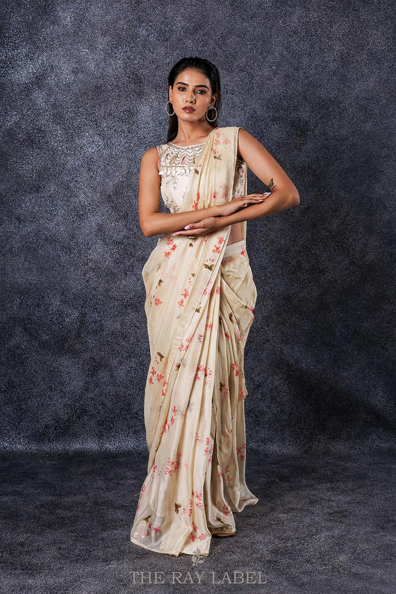 Offwhite Pre Draped Saree