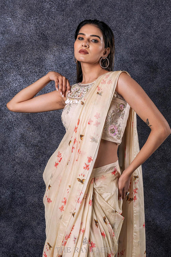 Offwhite Pre Draped Saree