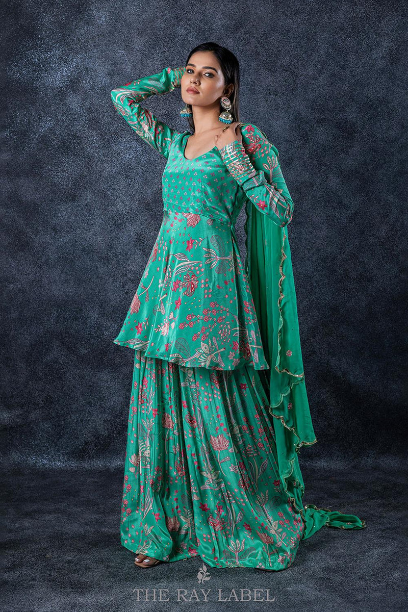 Forest Green Sharara Set