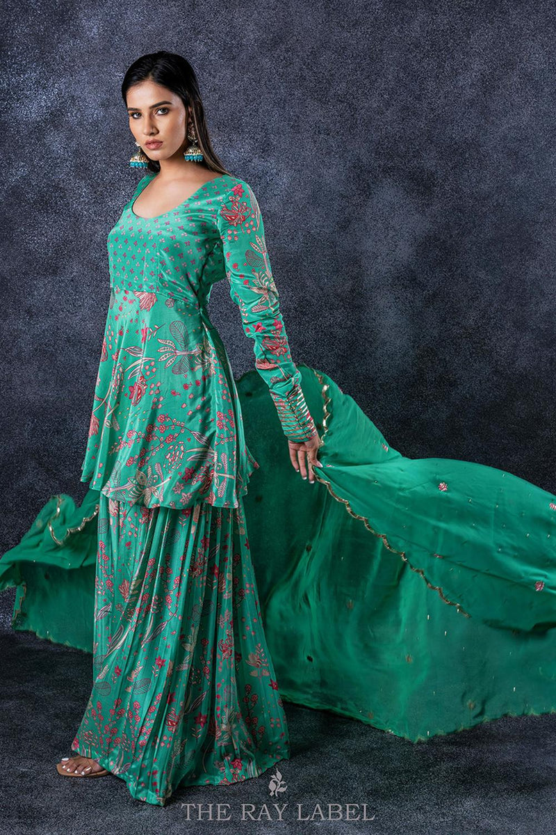 Forest Green Sharara Set