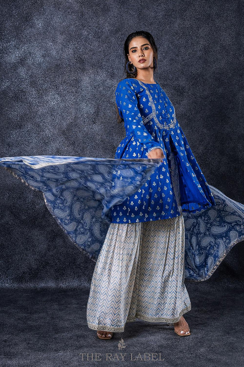 Indigo Blue Sharara Set