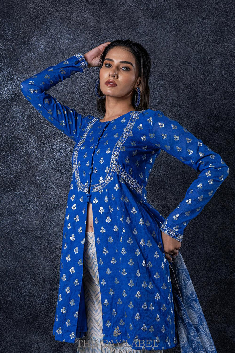 Indigo Blue Sharara Set