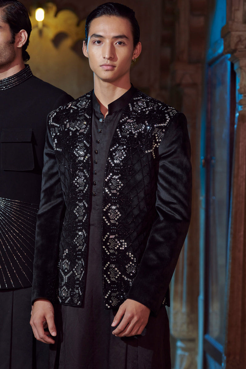 Black Sherwani Set