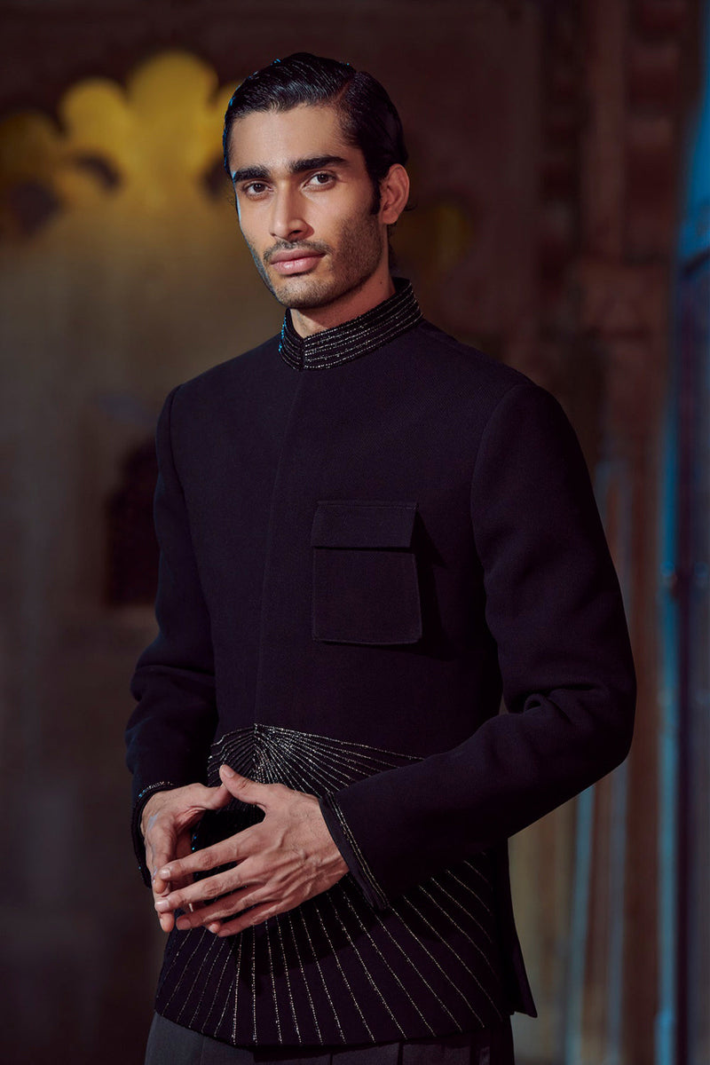 Black V Shaped Kurta