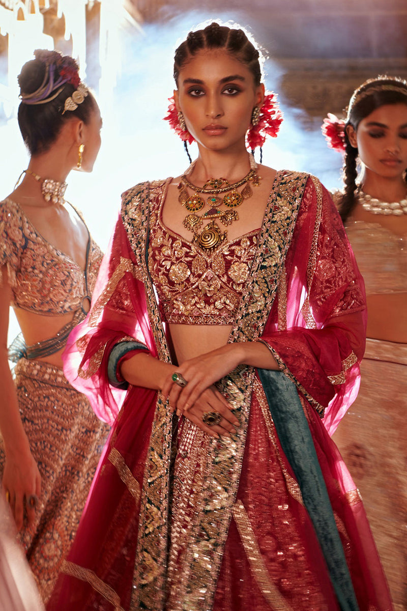 Mauve Pink Bridal Lehenga