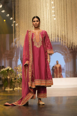 Long A-Line Kurta With Palazzo And Dupatta