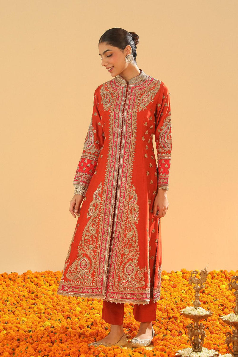 Long A-Line Jacket With Pant And Dupatta