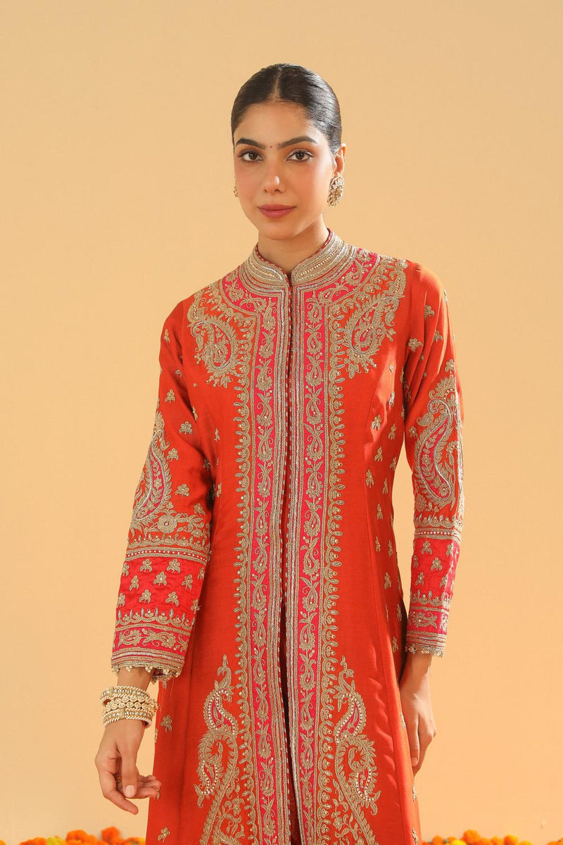 Long A-Line Jacket With Pant And Dupatta