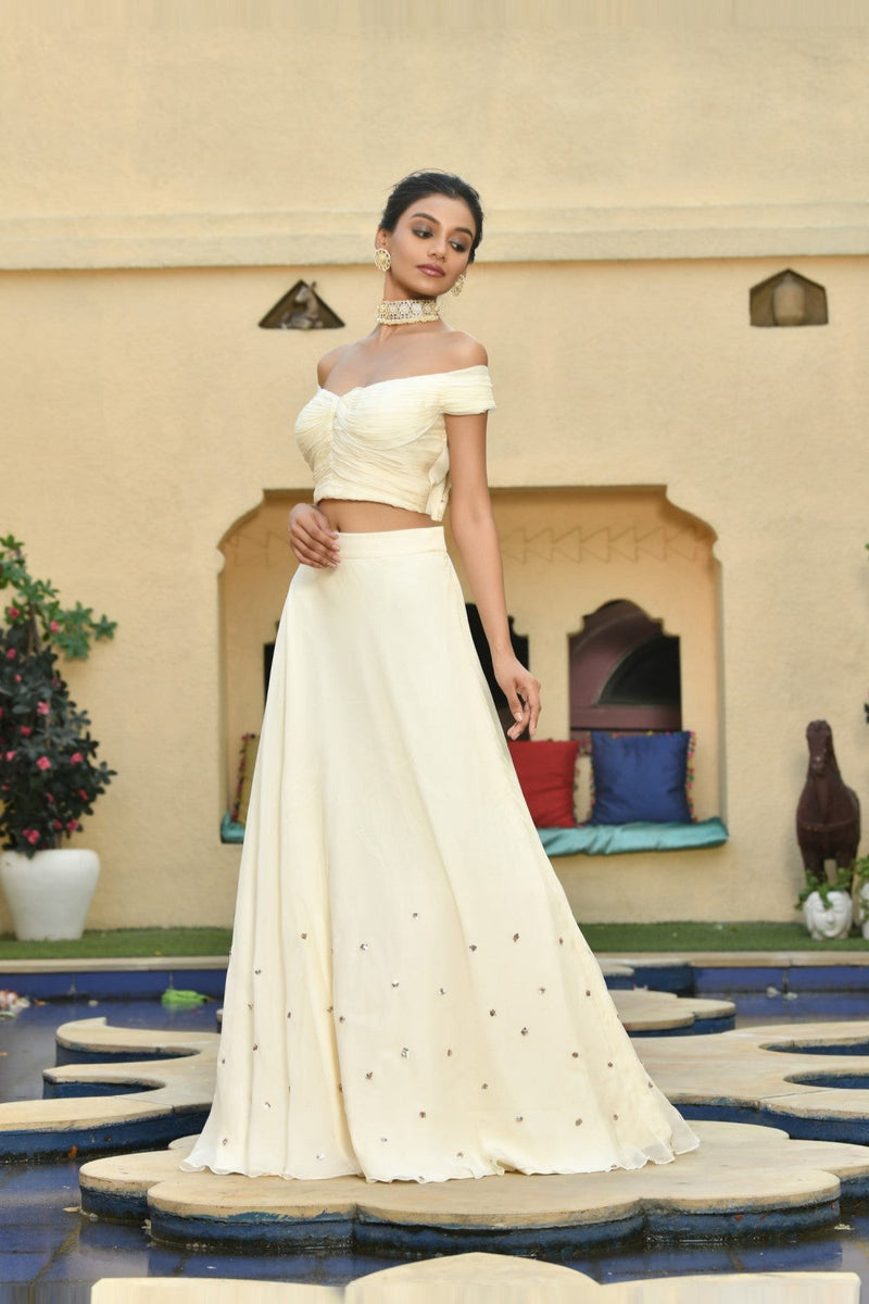 Sippi Work Ivory Color Lehenga Set