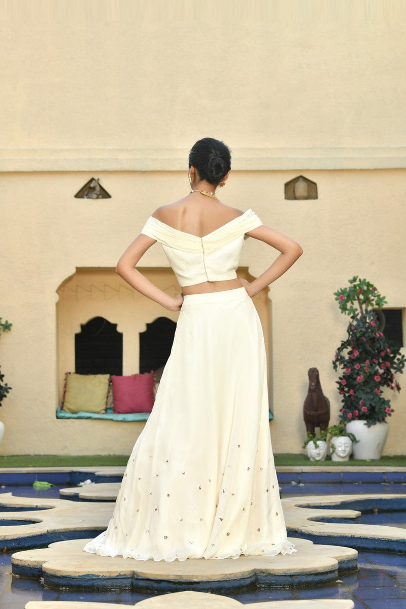 Sippi Work Ivory Color Lehenga Set