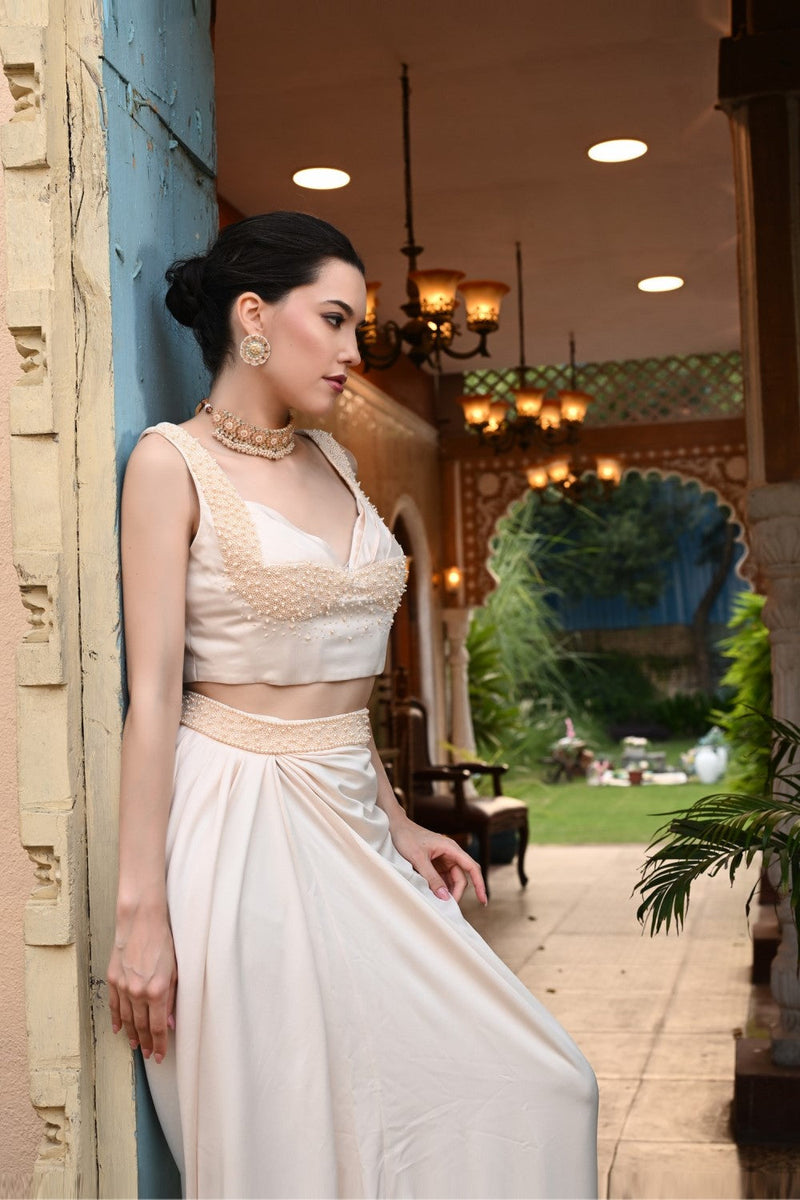 Ivory Color Indo Western Skirt Dress