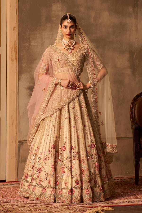 Ivory Organza Double Dupatta Lehenga Set