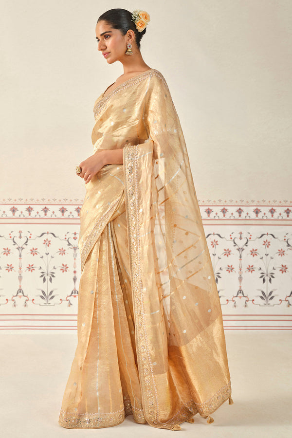 Aryahi Handwoven Benarasi Saree Set - Gold