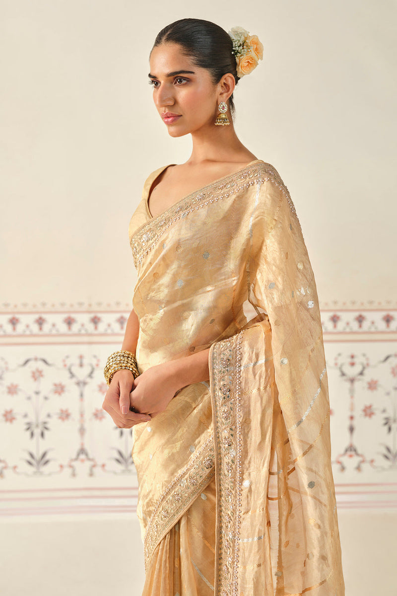 Aryahi Handwoven Benarasi Saree Set - Gold