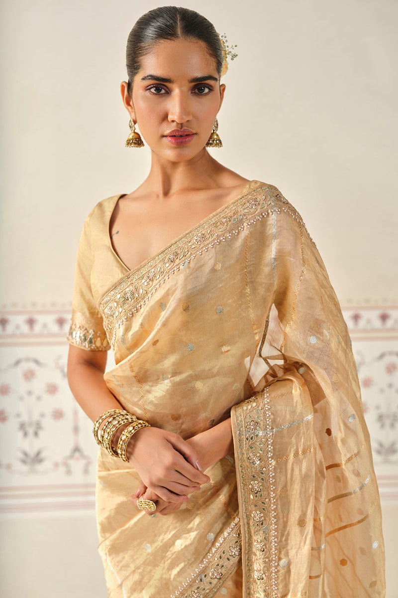 Aryahi Handwoven Benarasi Saree Set - Gold