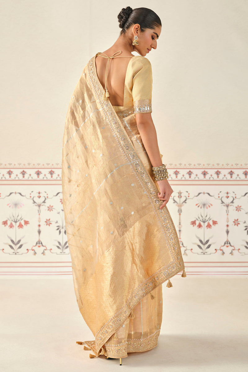 Aryahi Handwoven Benarasi Saree Set - Gold