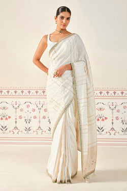 Siamak Handwoven Benarasi Silk Saree - Ivory