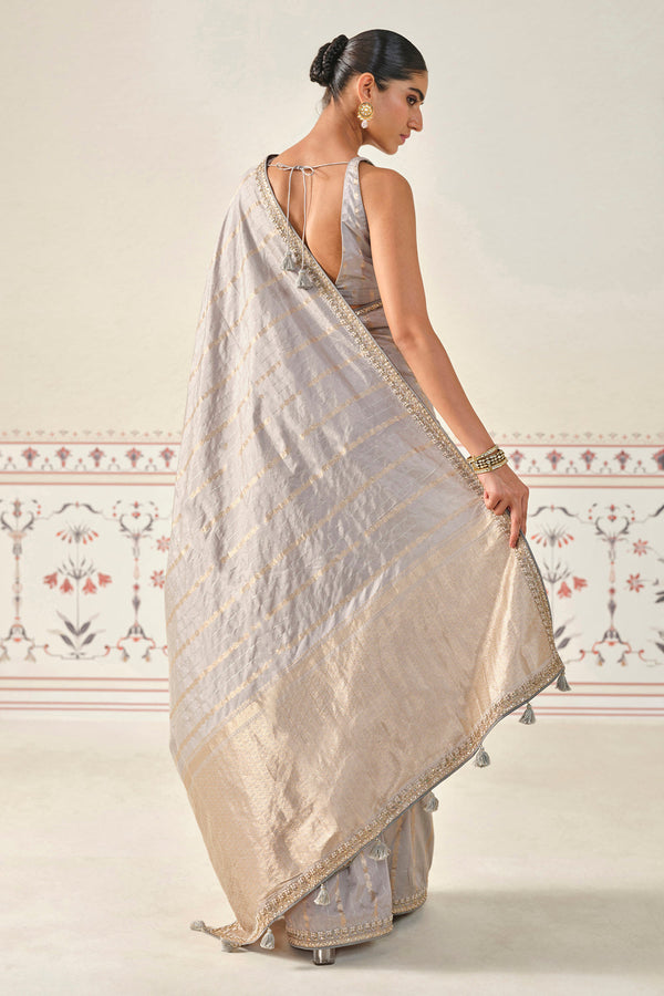 Ardvisura Handwoven Benarasi Saree Set - Grey