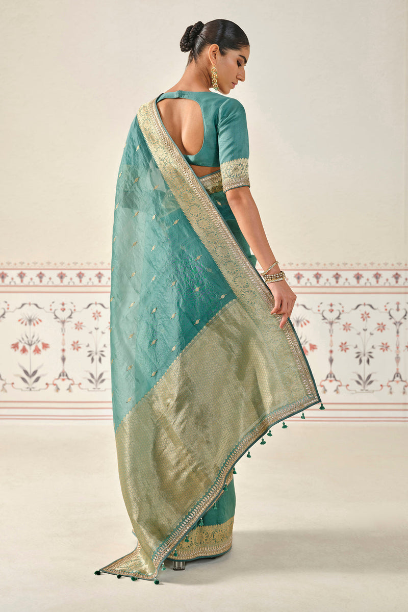 Indraja Handwoven Benarasi Silk Saree - Green