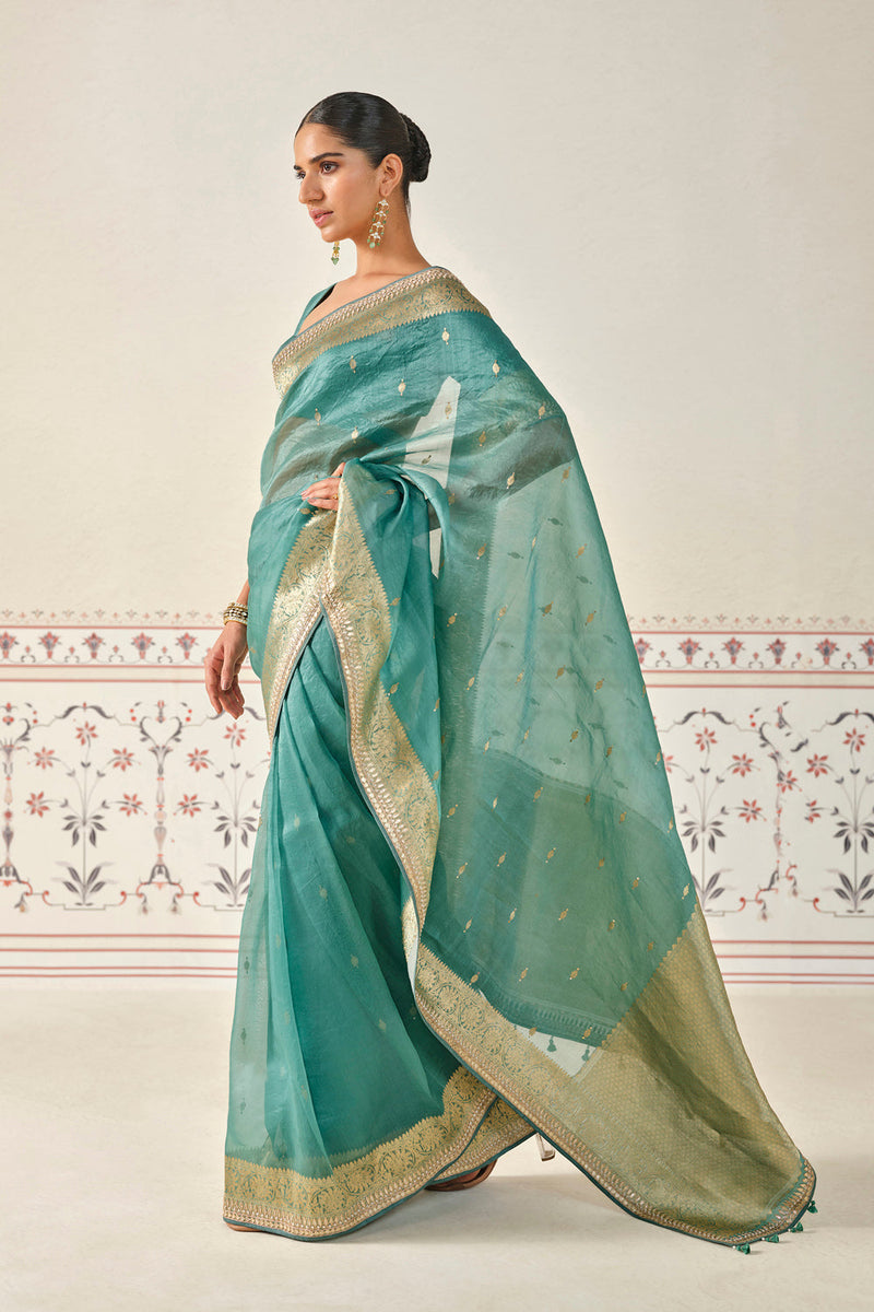 Indraja Handwoven Benarasi Silk Saree - Green