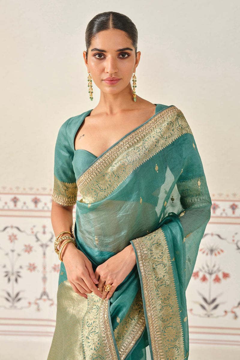 Indraja Handwoven Benarasi Silk Saree - Green