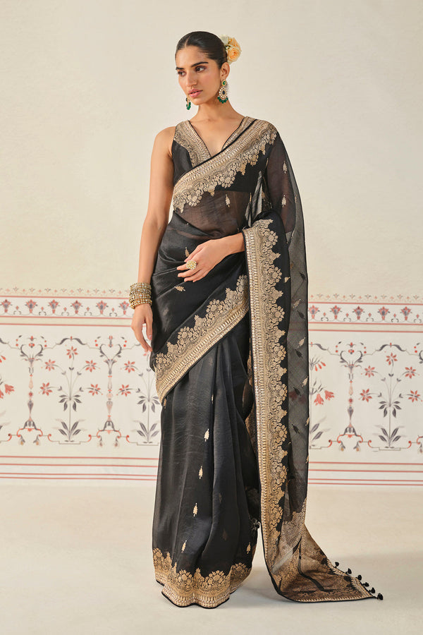 Samera Handwoven Benarasi Silk Saree - Black