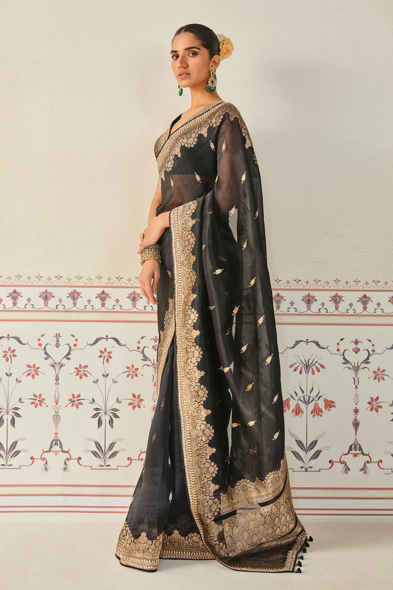 Samera Handwoven Benarasi Silk Saree - Black