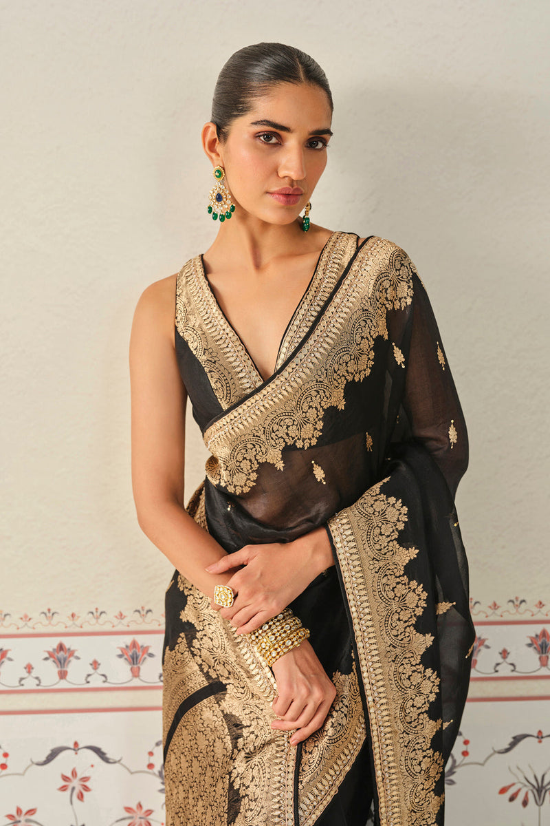 Samera Handwoven Benarasi Silk Saree - Black