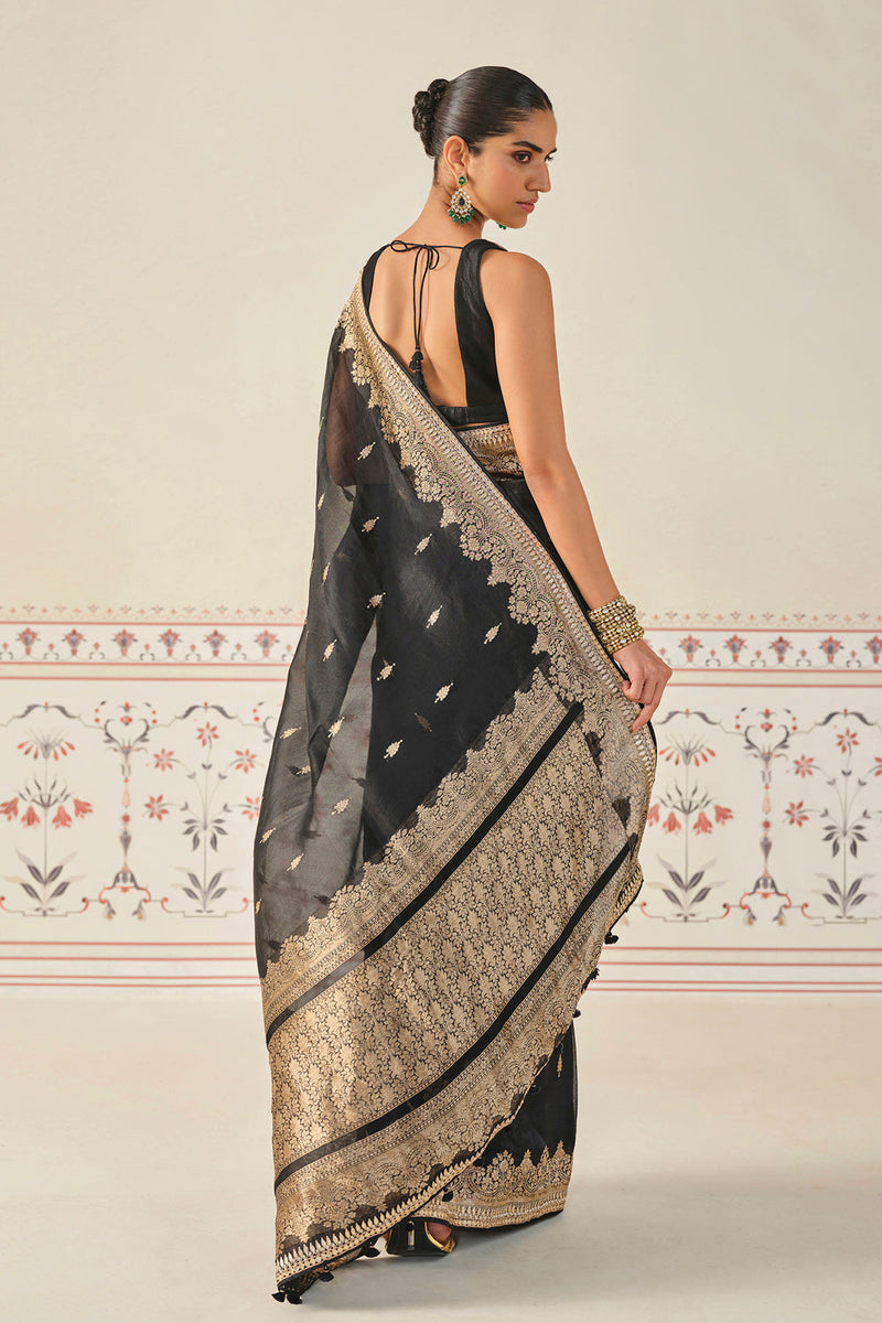 Samera Handwoven Benarasi Silk Saree - Black