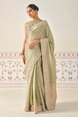 Kunadana Handwoven Benarasi Silk Saree - Sage