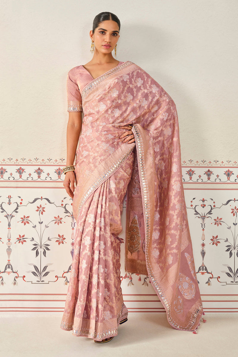 Nalina Handwoven Benarasi Silk Saree - Blush