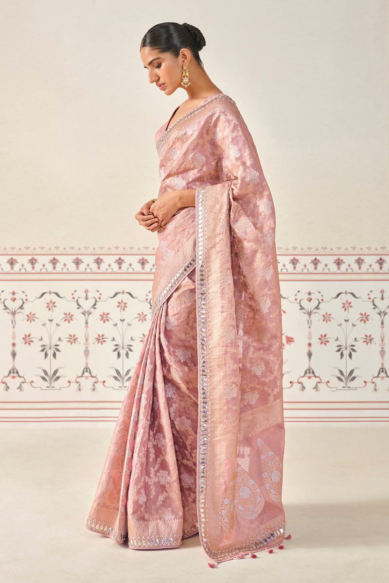 Nalina Handwoven Benarasi Silk Saree - Blush