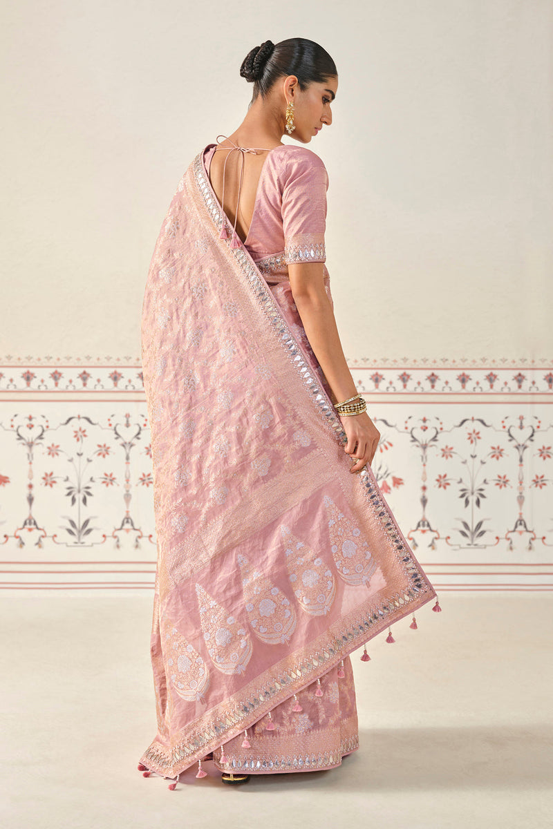 Nalina Handwoven Benarasi Silk Saree - Blush