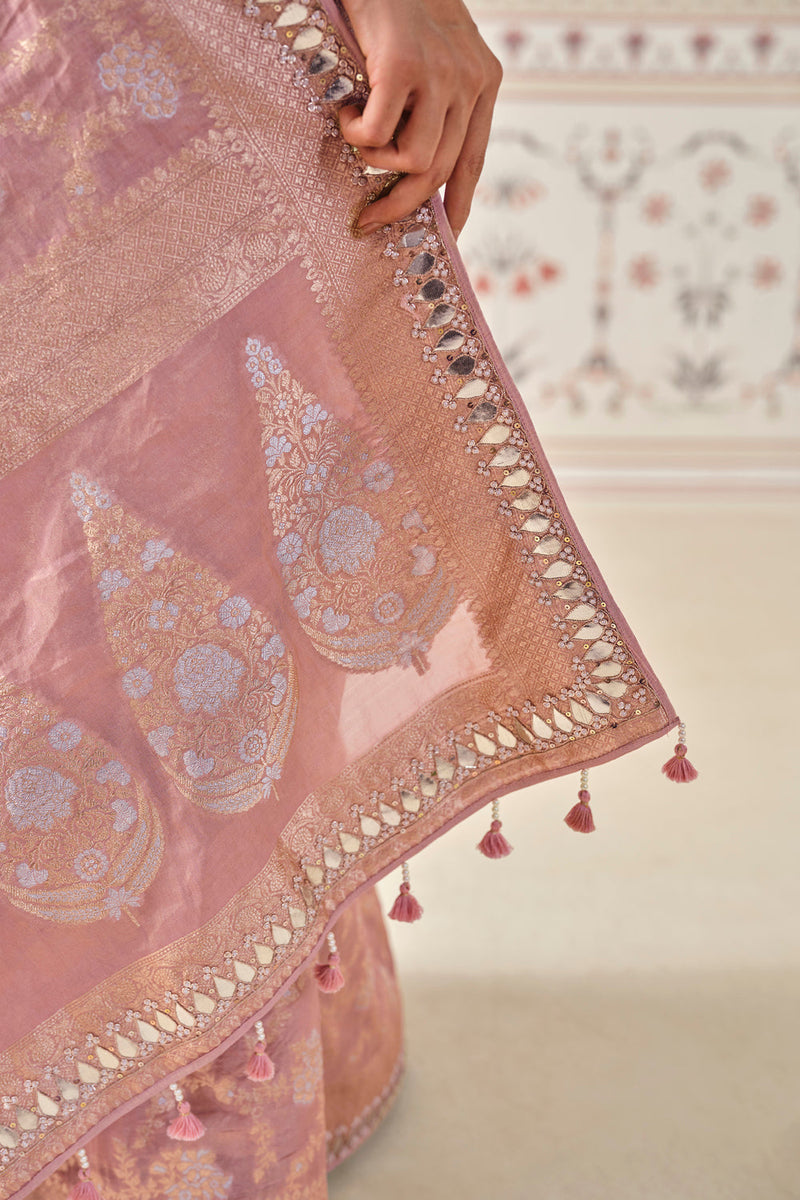 Nalina Handwoven Benarasi Silk Saree - Blush