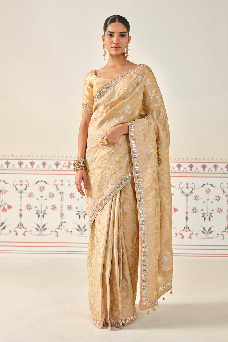 Nalina Handwoven Benarasi Silk Saree - Gold