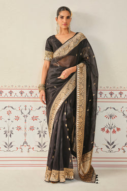 Ulka Handwoven Benarasi Saree Set - Black