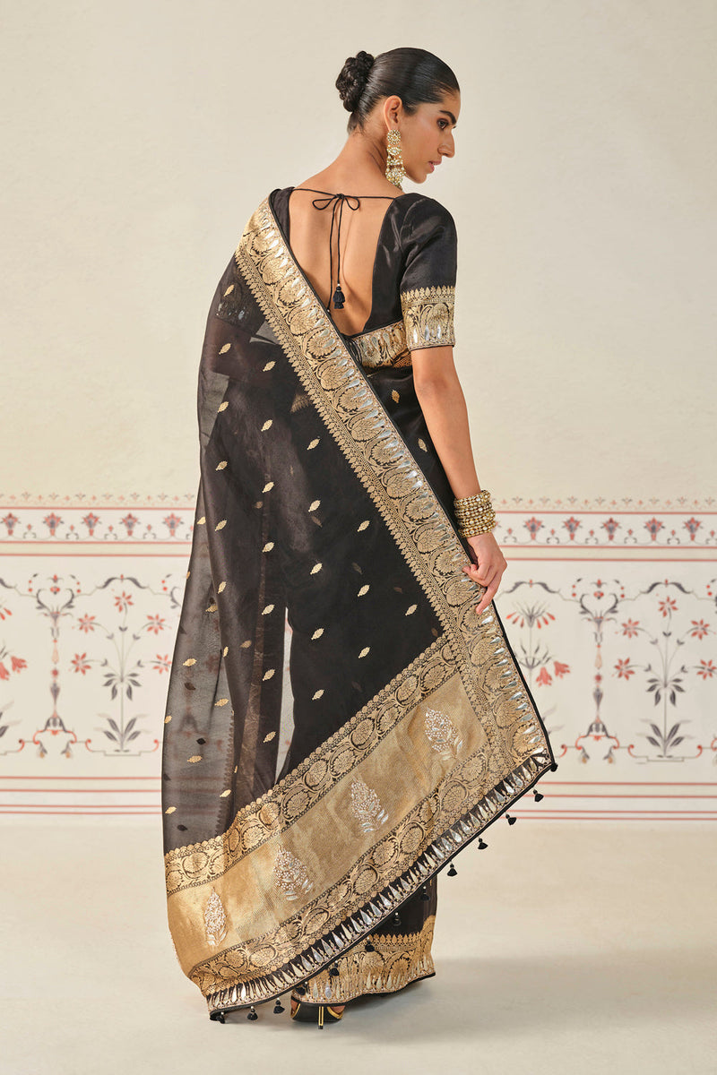 Ulka Handwoven Benarasi Saree Set - Black