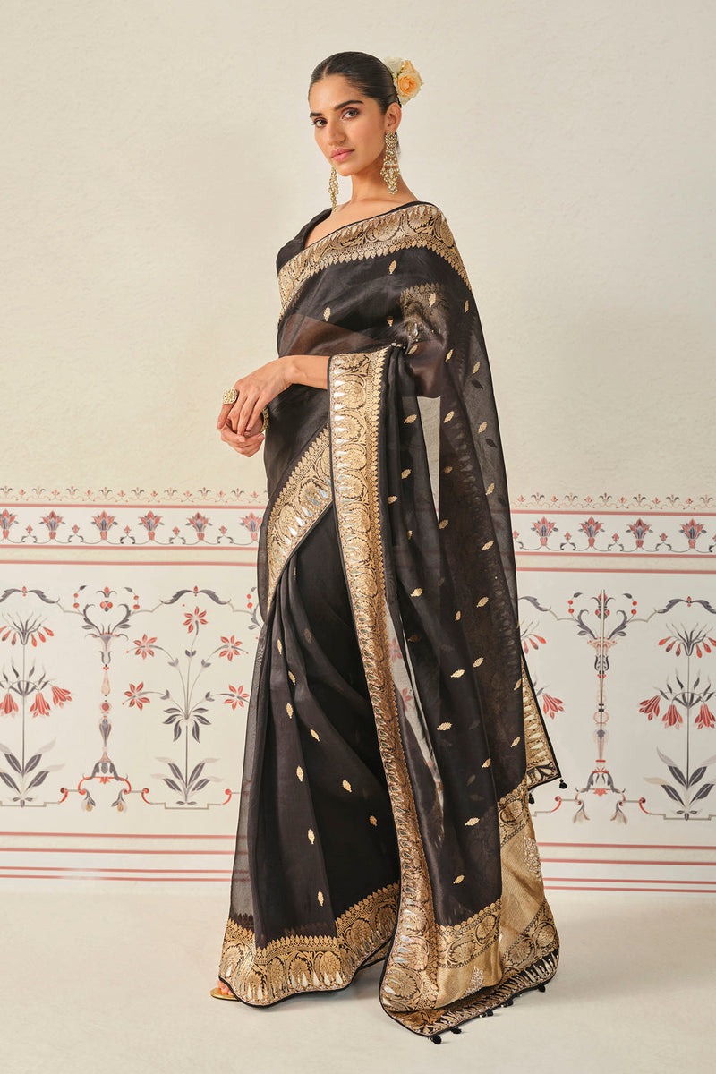 Ulka Handwoven Benarasi Saree Set - Black