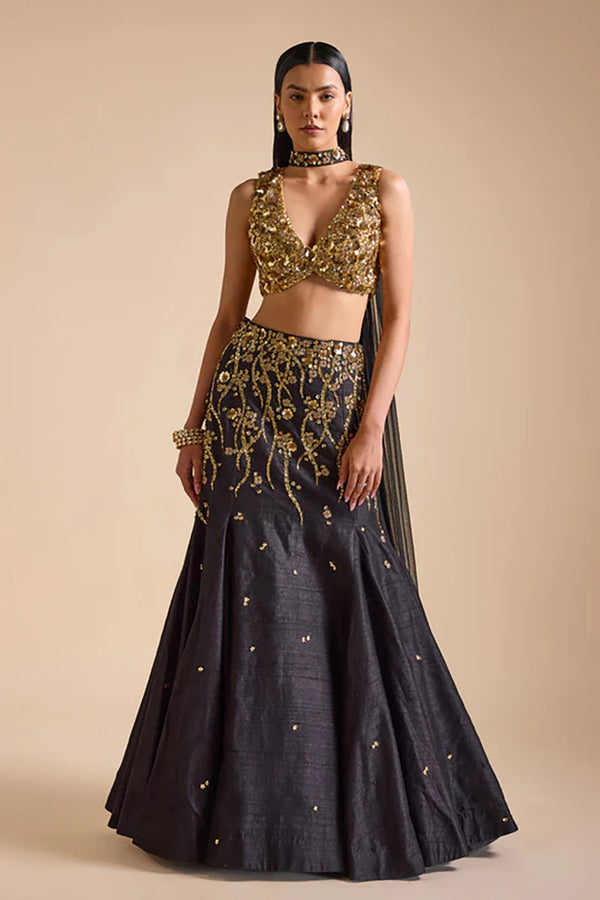 Black Mermaid Style Lehenga Set