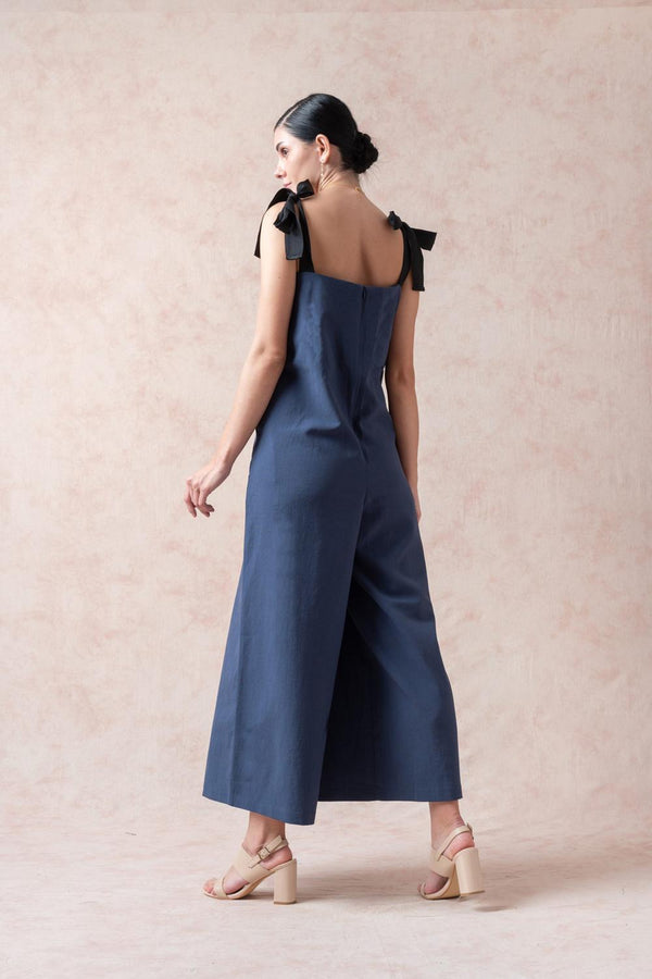 Comet Blue Linen Jumpsuit