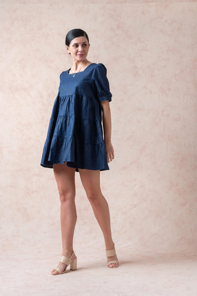 Rhino Blue 3-Tier Short Dress